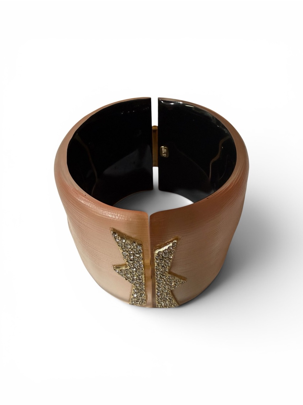 Alexis Bittar Peach and Gold Lucite Cuff Bracelet